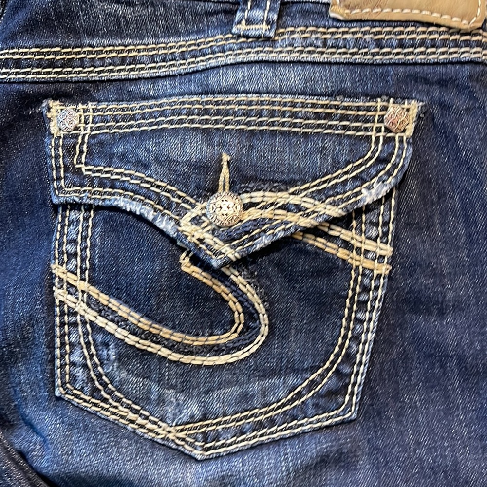 Silver distressed jeans. - Picture 2 of 7